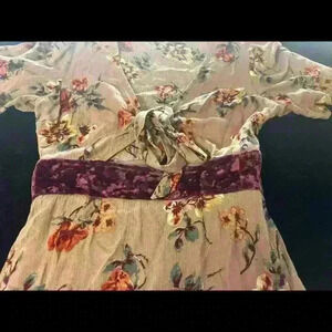 COTTON CANDY LA Womens Floral Hexagon Short Sleeve Dress With Beautiful Velvet